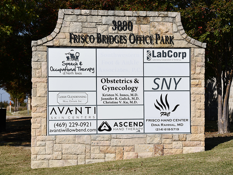 3880 Parkwood Boulevard Park Entry Sign to Frisco Hand Center